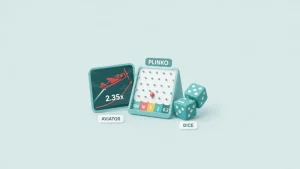 Greiti kazino žaidimai internetu – Aviator, Plinko ir Dice trumpiems žaidimų raundams