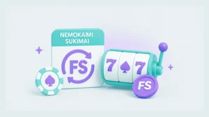 Nemokamų sukimų kazino bonuso iliustracija su lošimo automatu
