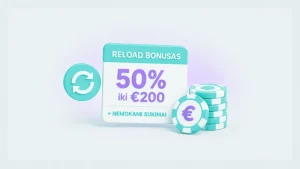 Reload kazino bonuso iliustracija su papildymo premija ir kazino žetonais