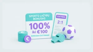 Sporto lažybų bonuso iliustracija su futbolo kamuoliu ir statymų premija